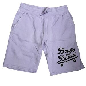 Lavender 'Broke and Board' Graphic Sweatshorts